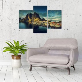 Tablou cu sat de pescari din Norvegia (90x60 cm)