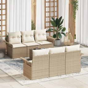 vidaXL Set de canapele pentru grădină 7 pcs Bej Rattan poli