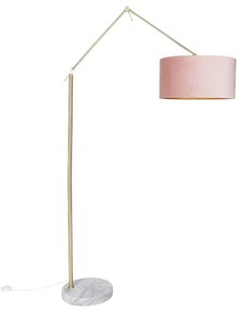 Lampa de podea moderna cu abajur din catifea aurie roz 50 cm - Editor