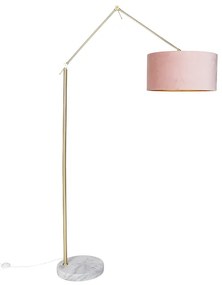 Lampa de podea moderna abajur catifea aurie roz 50 cm - Editor