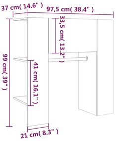 Dulap de hol, alb, 97,5x37x99 cm, lemn prelucrat 1, Alb, Alb