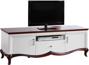 Comodă TV lemn masiv nuc Milan II Alb-, 164,2 × 46,5 × 55,7 cm
