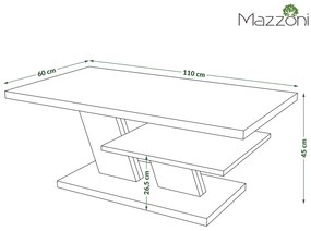 Mazzoni CLIFF MAT Beton Millennium/Negru - MĂSUȚĂ DE CAFEA MODERNĂ