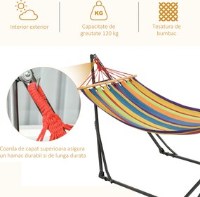 Outsunny Supporto con Amaca Autoportante Pieghevole in Cotone e Acciaio | Aosom Romania