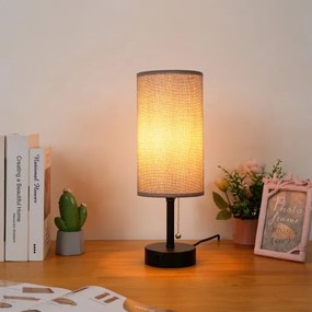 Brilagi - Lampă de masă cu port USB TABLON 1xE27/25W/230V negru/gri