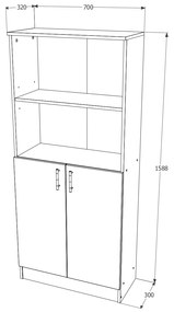 Biblioteca haaus Flint, cu Usi Inferioare si O Polita, Alba, 70 x 32 x 159 cm