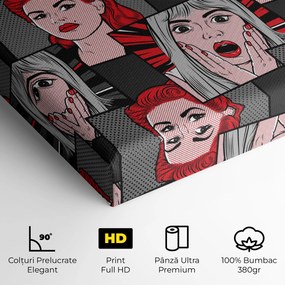 Tablou Canvas, 40x60cm, Dormitor si Living, Moderne, Pop, Grey Red Pop Art
