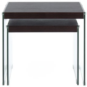 Set 2 masute de cafea dreptunghiulare din sticla Elementary 46x32x43 cm maro inchis