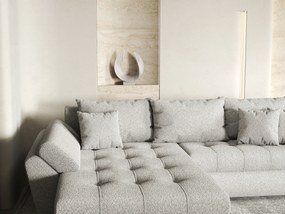 Colțar extensibil dumonde cu ladă de depozitare si sezut confortabil din spuma high-density, Loana Euphoria Dove 270x185 cm