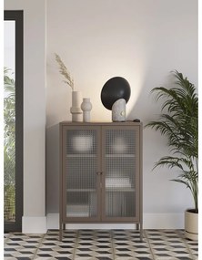 Vitrină gri din metal 70x100x40 cm Layna – Marckeric