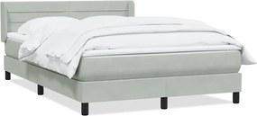 vidaXL Pat box spring cu saltea, gri deschis, 160x220 cm, catifea