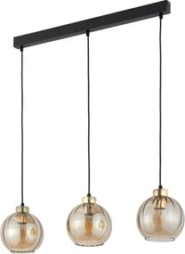 Lustră LED suspendată pe cablu DEVI 3xE27/15W/230V negru/bej fumuriu