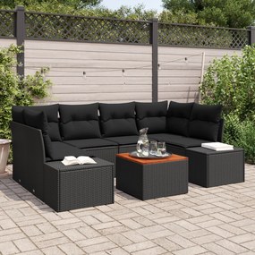 vidaXL Set canapea grădină 7 pcs Negru 55 x 55 x 37 cm