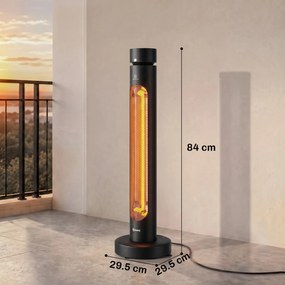 Outsunny Încălzitor Electric Oscilant cu Infraroșu, 2000 W, cu Telecomandă, Negru | Aosom Romania