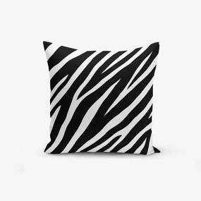 Față de pernă cu amestec de bumbac Minimalist Black White Zebra, 45 x 45 cm, alb - negru