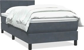 vidaXL Pat box spring cu saltea, gri închis, 80x220 cm, catifea