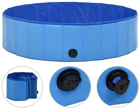 Piscina pentru caini pliabila, albastru, 120 x 30 cm, PVC