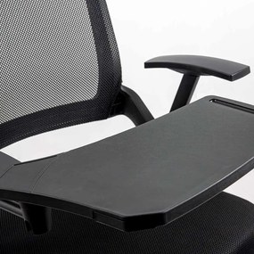 Scaun conferință negru HRC 603 din mesh cu cadru metalic și măsuță rabatabilă