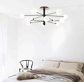 Lustra moderna cu 10 surse de lumina COSMOPOLITAN PL10 NERO OTTONE