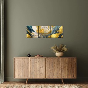 Tablou - Pictura de flori de aur (cu ceas) (90x30 cm)