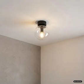 Plafonieră ELIAS 1xE14/5W/230V Ø 13 cm neagră/transparentă