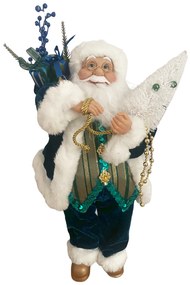 Figurina Mos Craciun Noel 45cm, Albastru verzui