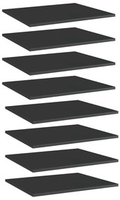 vidaXL Plăci bibliotecă, 8 buc. negru extralucios 60 x 50 x 1,5 cm PAL