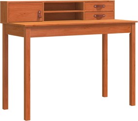 vidaXL Birou cu raft Maroniu cerat 110 x 50 x 93 cm Lemn masiv de pin