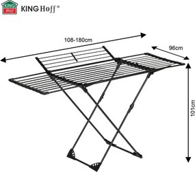 Uscător de haine KH 2043, 27 m, până la 20 kg, pliabil, oțel, negru