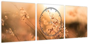 Tablou - Iarbă la soare (cu ceas) (90x30 cm)
