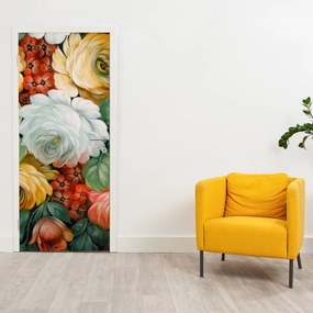 Fototapet pentru ușă - Buchet de flori pictat (95x205cm)
