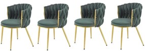 Set 4 scaune K517 velvet verde/auriu