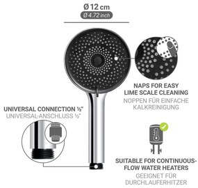 Cap de duș argintiu din plastic ø 12 cm Softwater – Wenko