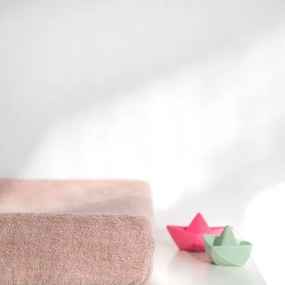 Husa de protectie Rosa pentru salteaua de infasat ,   bumbac buclat, elastic pe contur, 80x50 cm, Bonjourbebe