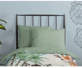 Lenjerie de pat pentru copii verde din bumbac pentru pat de o persoană 140x200 cm Thabo – Good Morning