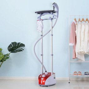HOMCOM Defroisor de haine 1950 W, masă de călcat integrată, rezervor de apă 2 L, tijă telescopică, mănușă + umeraș inclus, roșu | Aosom Romania