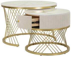 Mauro Ferretti Set De 2 Masute De Cafea Votix,  Cm Ø 70X48-50X43,3 | Aosom Romania