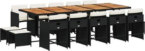 vidaXL Set mobilier de grădină cu perne, 15 piese, negru, poliratan