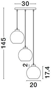 Lustra cu 3 pendule modern PALMER fumuriu