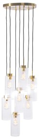 Lampă suspendată Art Deco aurie cu sticlă 7 lumini - Laura