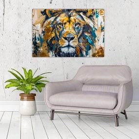 Tablou - pictură în ulei abstractă cu leu (90x60 cm)