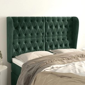 Tablie pat cu aripioare verde inchis 163x23x118 128 cm catifea 1, Verde inchis, 163 x 23 x 118 128 cm