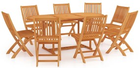 vidaXL Set mobilier de grădină, 9 piese, lemn masiv de tec