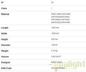 Ventilator cu telecomanda ETERFAN alb mat/ transparent 32001