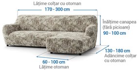 Huse bielastice MARMO bej canapea cu otoman dreapta (l. 170 - 300 cm)