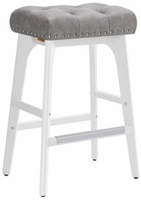 Set 2 scaune de bar, 44 x 32 x 66 cm, metal / piele ecologica, alb / gri, Vasagle