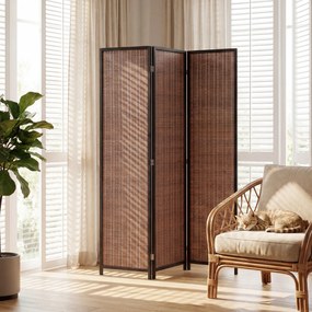 HOMCOM Paravan din lemn separator de cameră panou despărțitor pliabil 3 panouri 135 x 180 cm maro | Aosom Romania