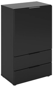 447418 FMD Comodă cu sertar și uși, negru, 49,7x31,7x81,3 cm