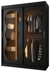 Dulap de haine 150 cm Boomer 3 (Negru) (cu iluminat). 1126280