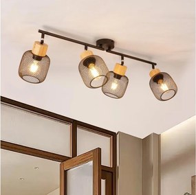 Brilagi - Plafonieră cu spoturi BASKLITE 4xE27/15W/230V lemn/negru